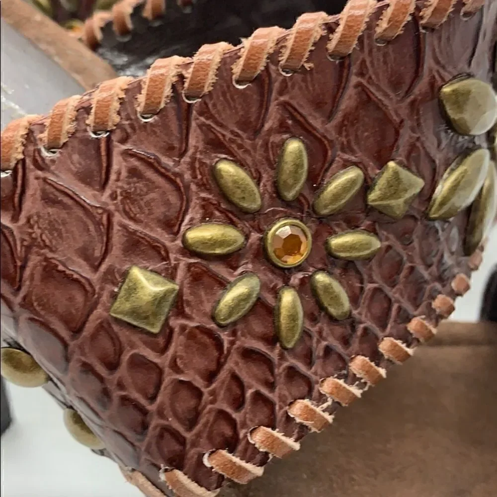 Amanda Smith Topaz Brown embellished sandals